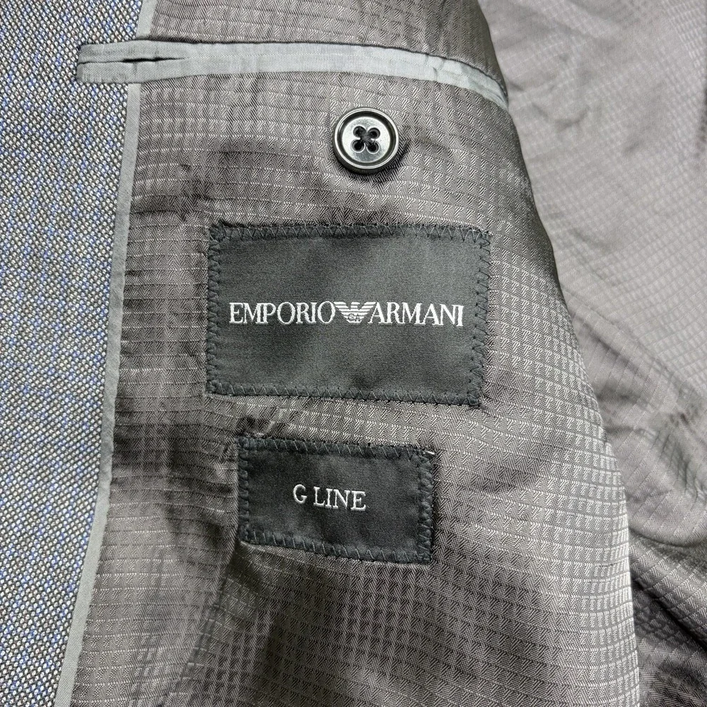 Emperio Armani G-Line Birdseye Mini-Check Super 130s Suit Mens 42R Slim 38x32